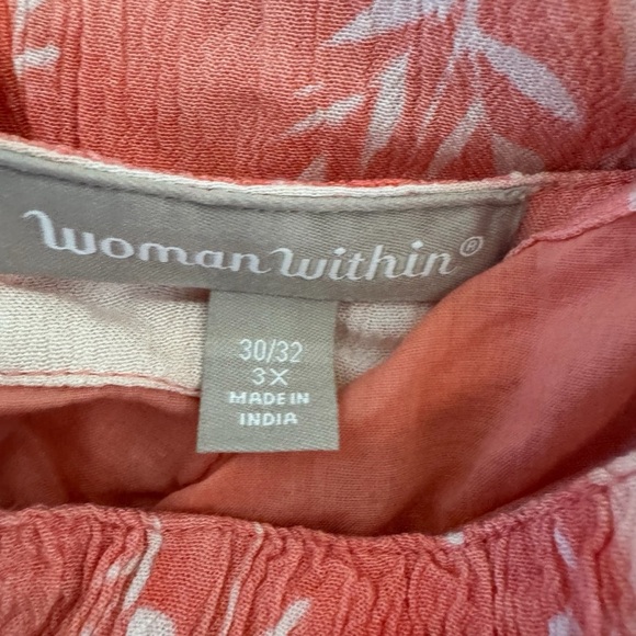 Woman Within Maxi Floral Sun Dress Coral White Sleeveless 3X - Picture 8 of 9